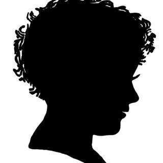 boy profile silhouette black white clipart