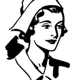 nurse lady black white clipart